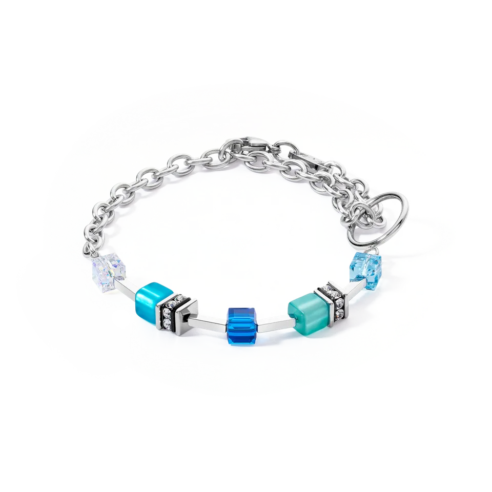 coeur-de-lion-geocube-iconic-layer-chain-armband-ocean-vibes-blau-silber image 1