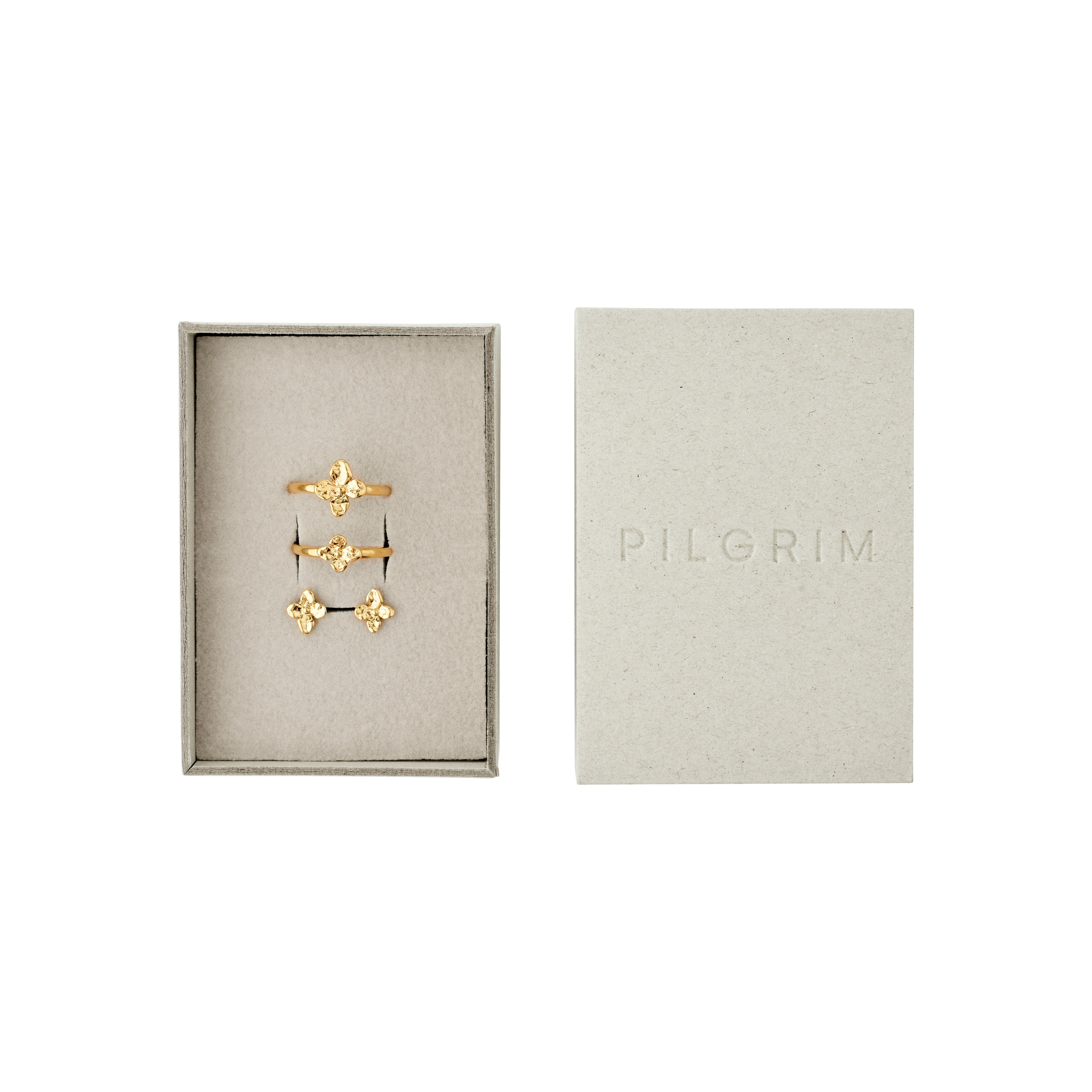 pilgrim-sanine-geschenkset-4-teilig-vergoldet-ringe-ohrstecker image 1