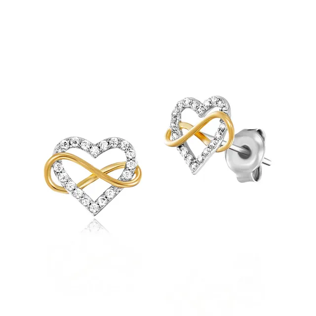 julie-julsen-ohrstecker-heart-infinity-bicolor-silber-925-mit-36-zirkonia image 1