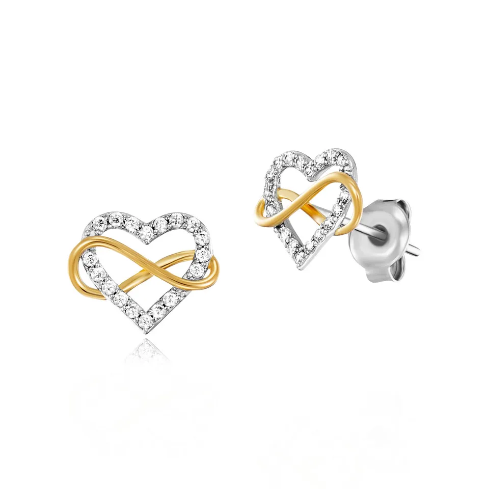 julie-julsen-ohrstecker-heart-infinity-bicolor-silber-925-mit-36-zirkonia image 1