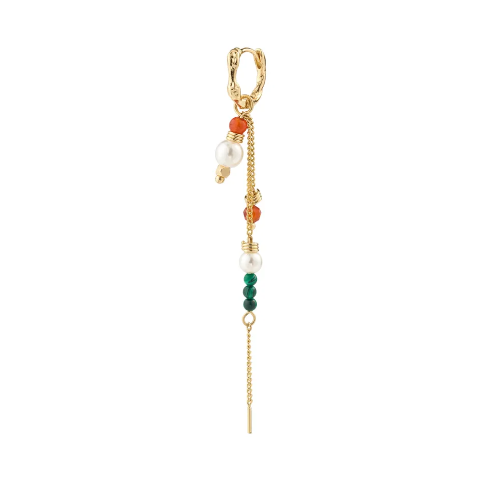 pilgrim-sibyl-single-ohrring-creole-goldplattiert-mit-kette-und-glasperlen-bunt image 1