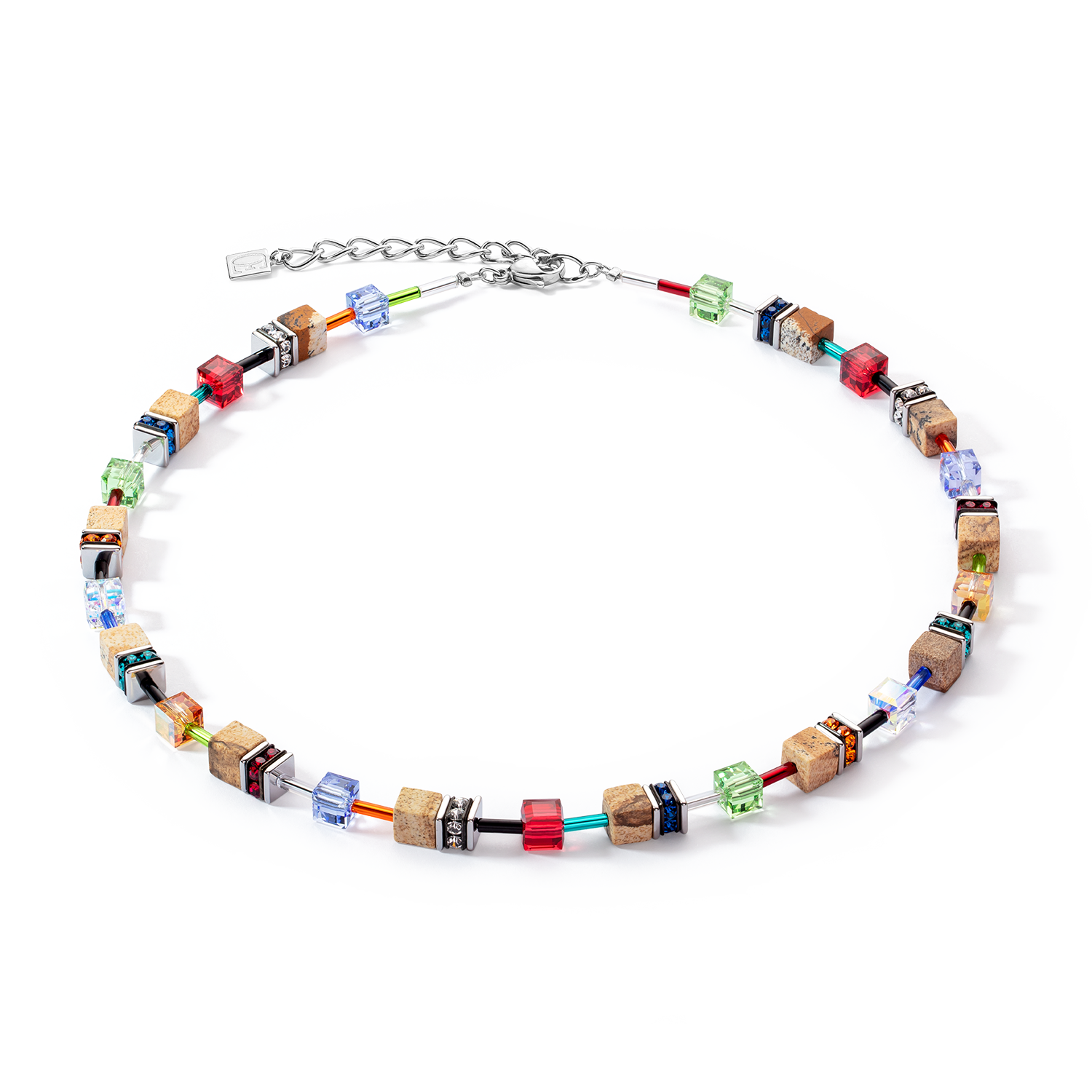 coeur-de-lion-geocube-iconic-nature-halskette-multicolor-braun-silber image 1