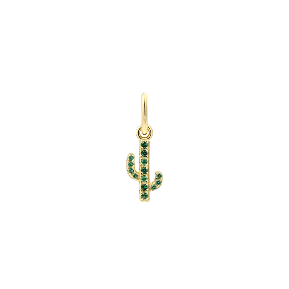 xenox-kaktus-charm-925-sterlingsilber-18k-vergoldung-mit-gr-nem-zirkonia image 1