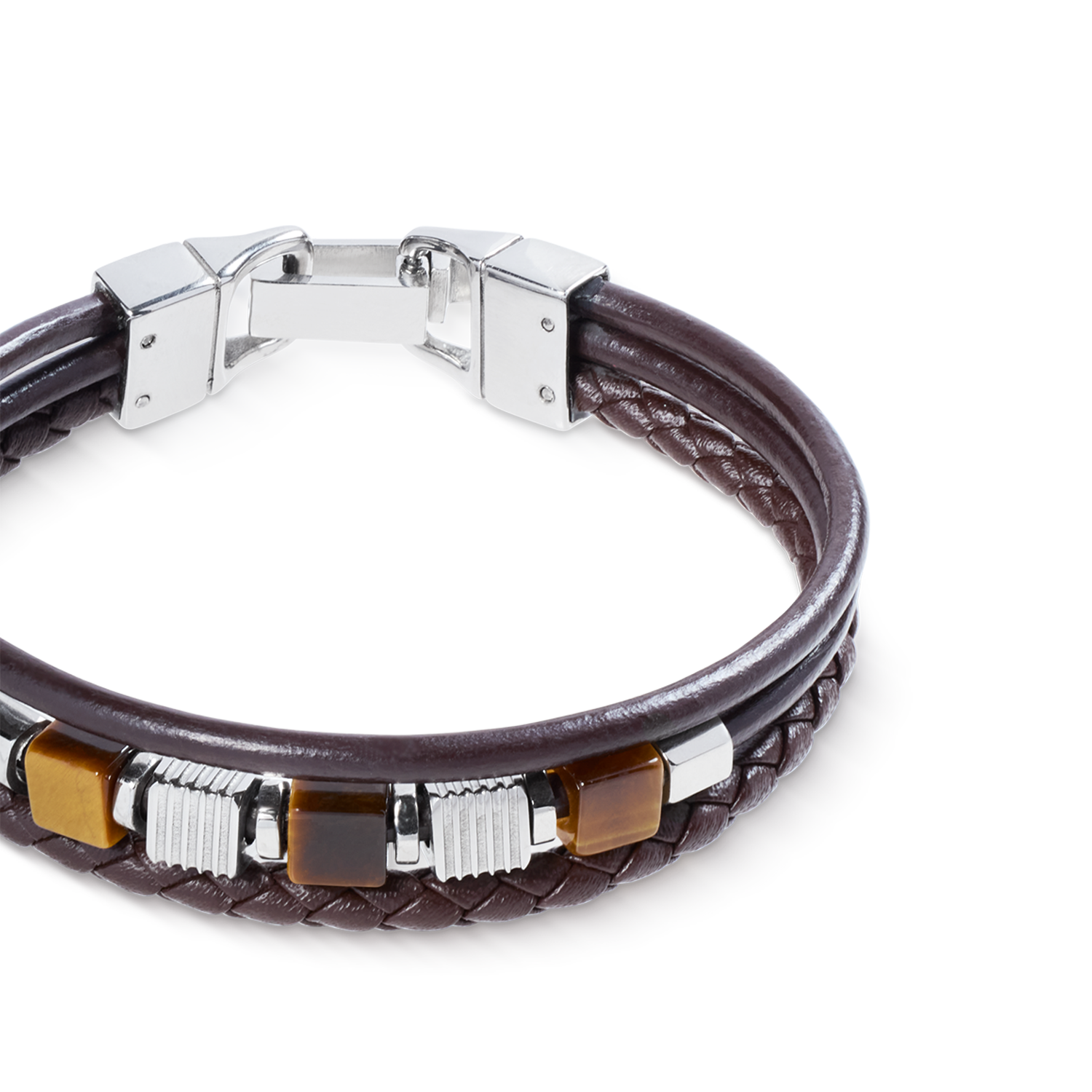 coeur-de-lion-armband-leder-braun-3-reihig-tigerauge-graphic-relief-edelstahl-cu image 2