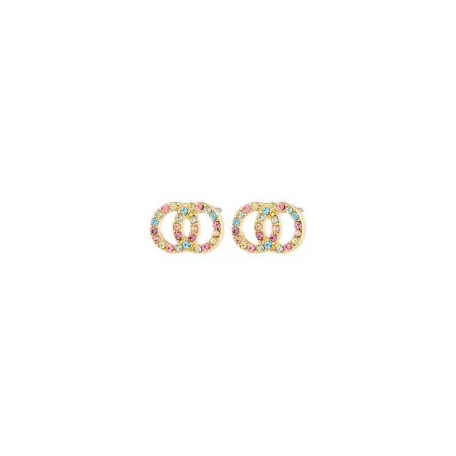 pilgrim-jolina-ohrstecker-set-gold-plated-halo-mehrfarbig-kristall image 1