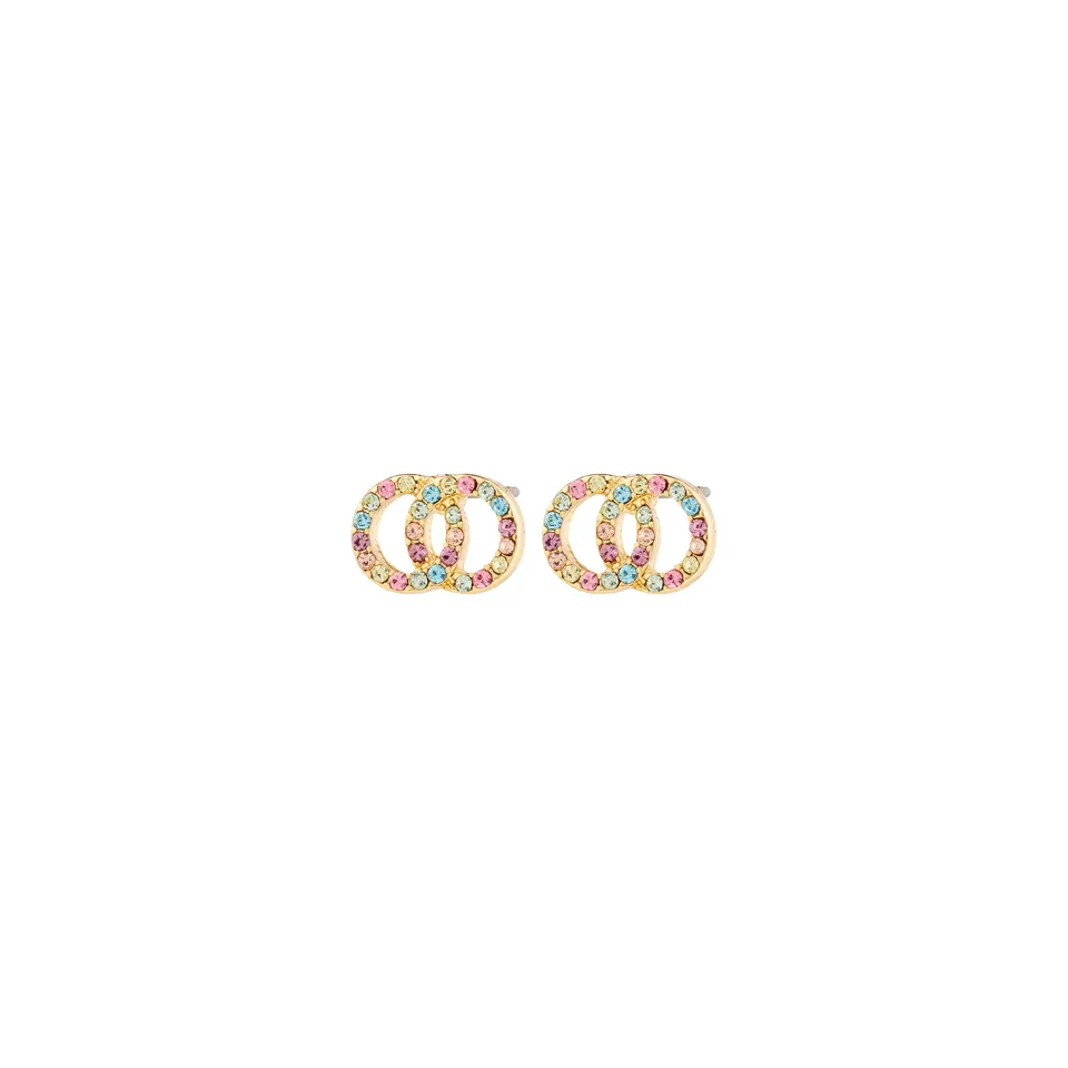 pilgrim-jolina-ohrstecker-set-gold-plated-halo-mehrfarbig-kristall image 1