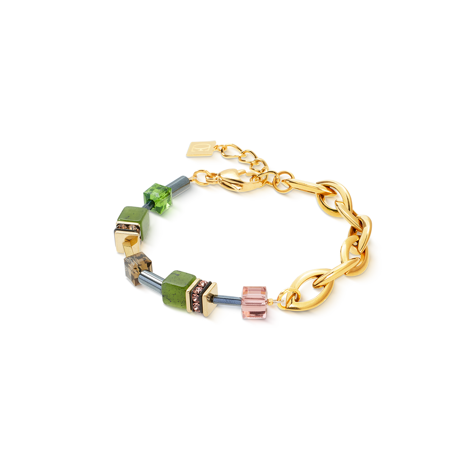 coeur-de-lion-geocube-chunky-chain-armband-gold-gr-n image 1
