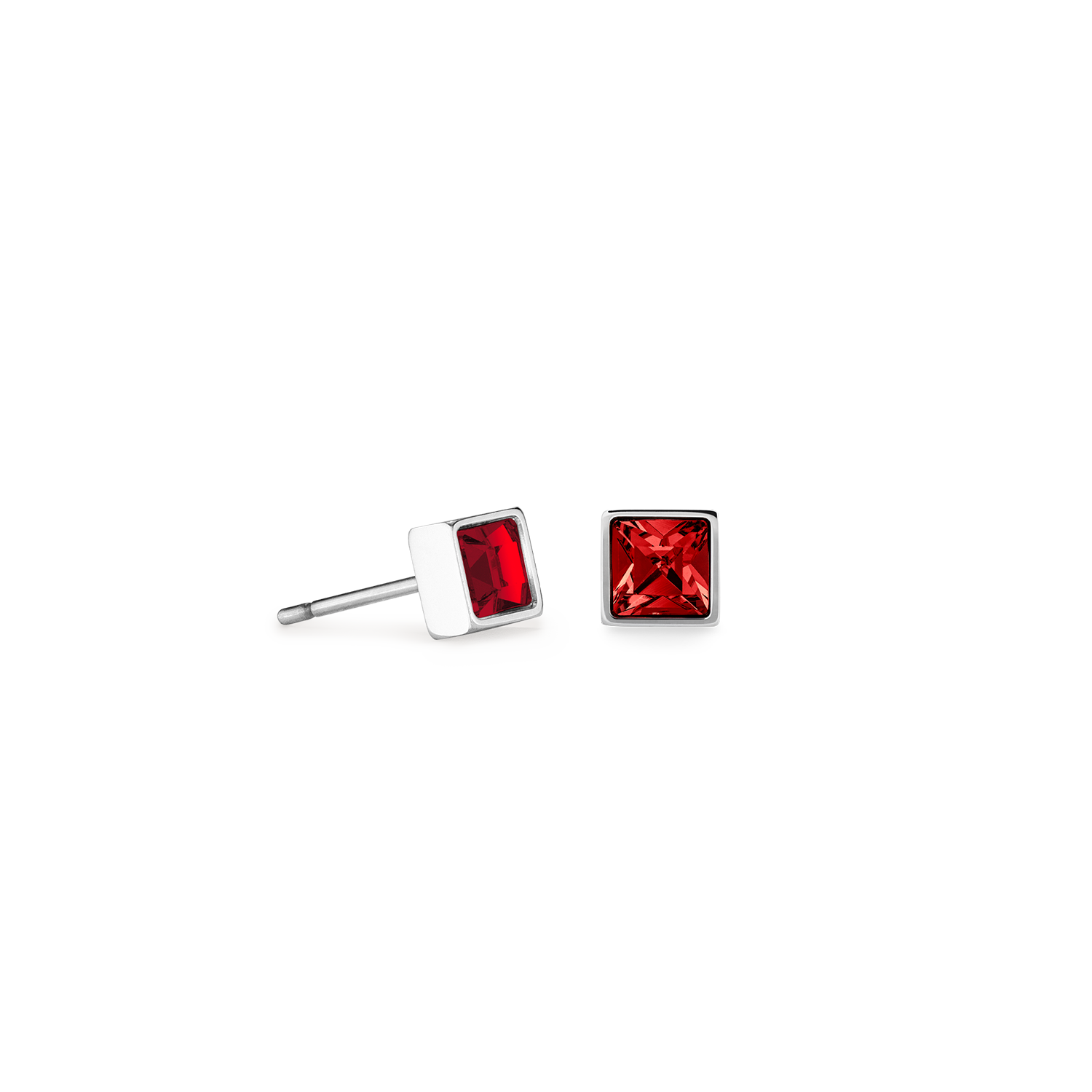 coeur-de-lion-brilliant-square-small-ohrringe-silber-rot-0-5-cm image 1