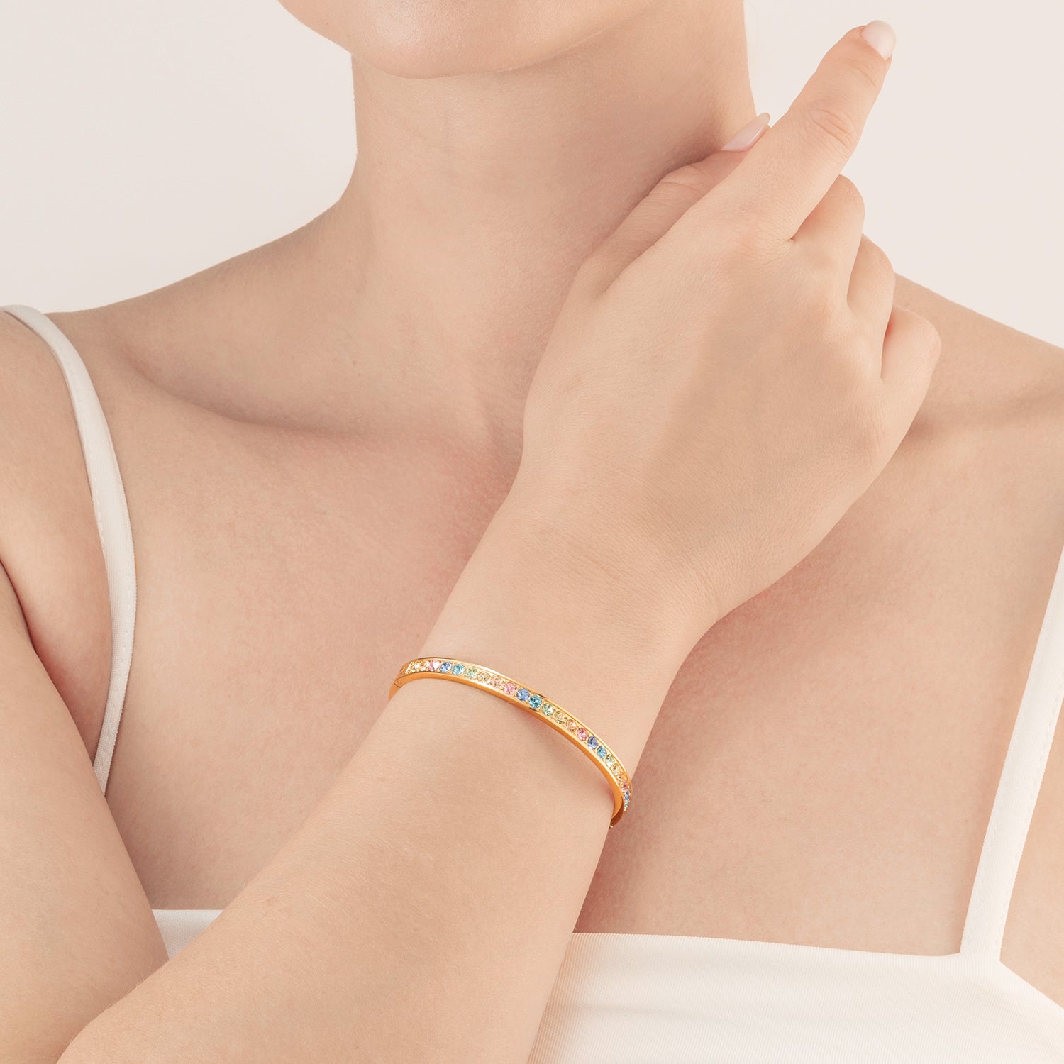 coeur-de-lion-iconic-armreif-edelstahl-kristalle-gold-multicolor-pastell-19-cm image 4