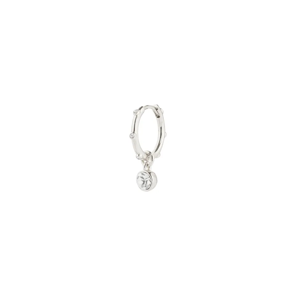 pilgrim-sunny-single-ohrring-versilbert-huggie-hoop-mit-kristall-anh-nger image 1