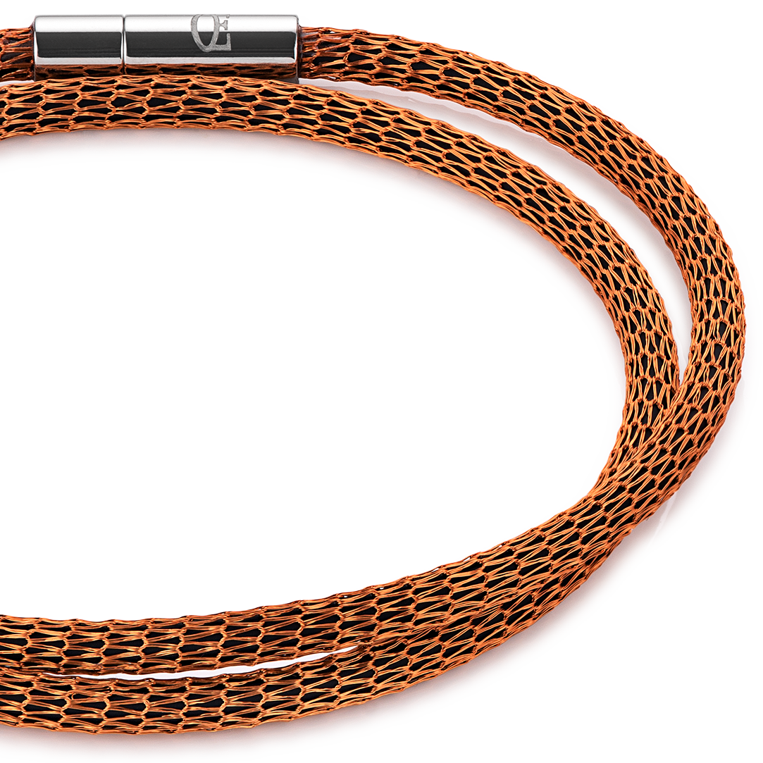 coeur-de-lion-mesh-armband-versilbert-emailliert-orange-36-cm image 2