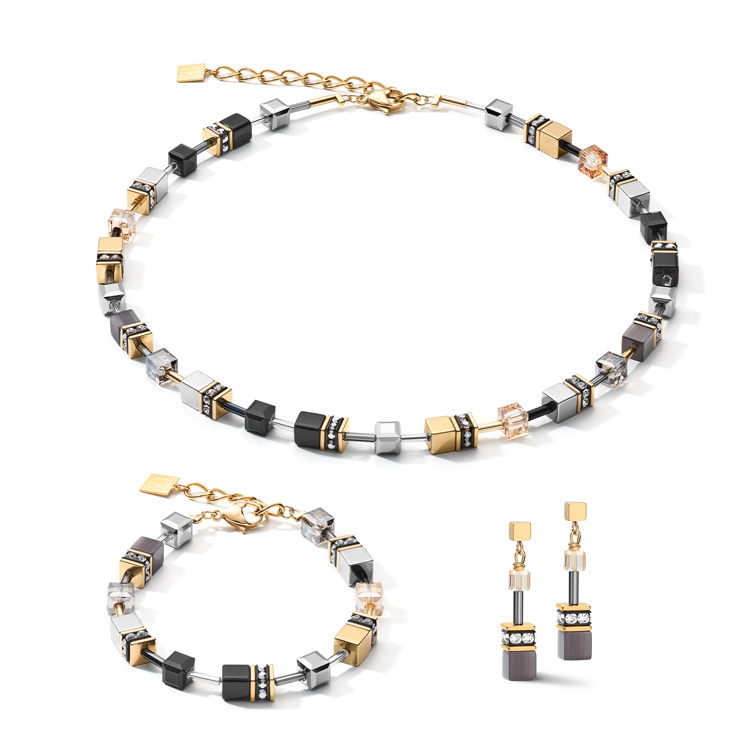 coeur-de-lion-geocube-armband-grau-gold-edelstahl-naturstein image 3