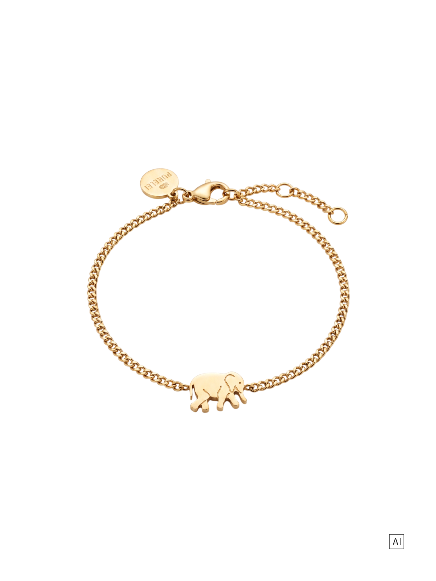 purelei-tiny-elephant-armband-verstellbares-edelstahl-armband-in-gold-silber image 1