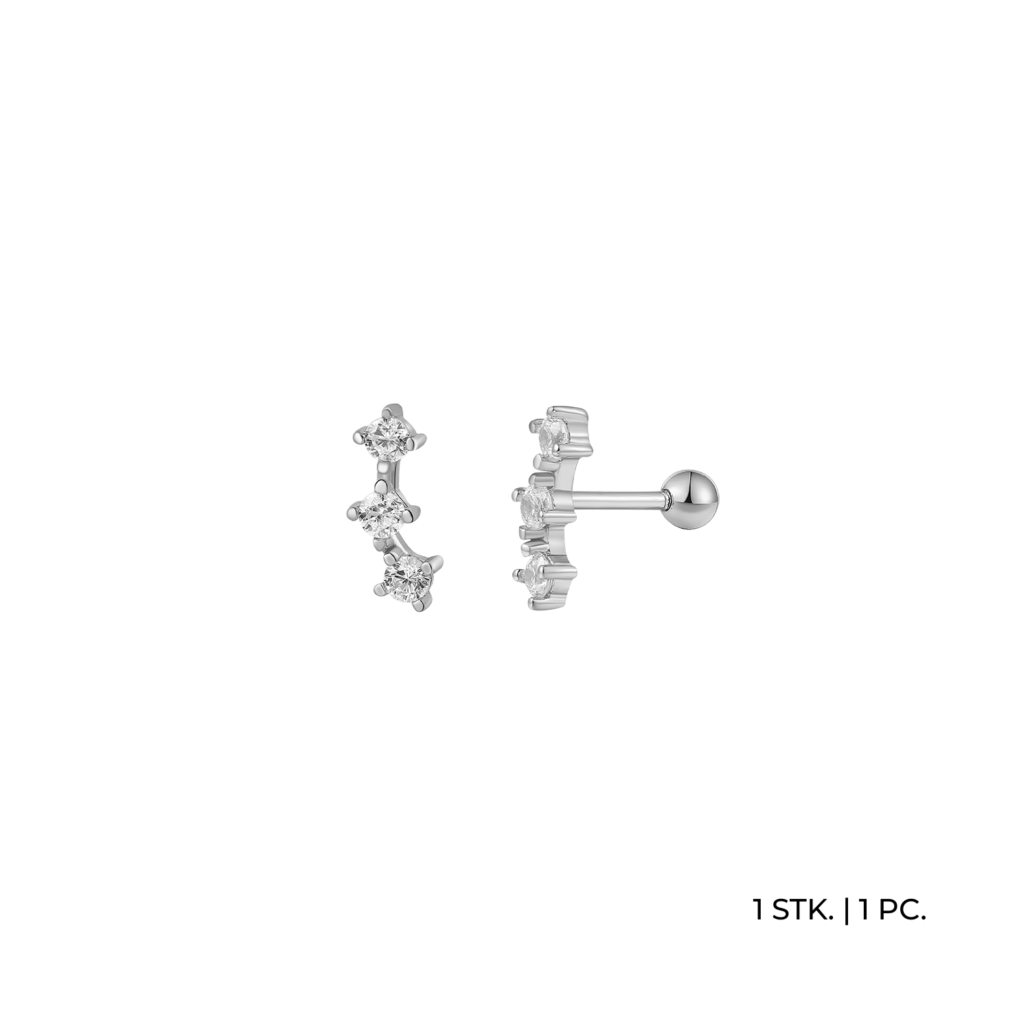 xenox-piercing-basic-ohrschmuck-925-sterlingsilber-rhodiniert-mit-zirkonia image 1