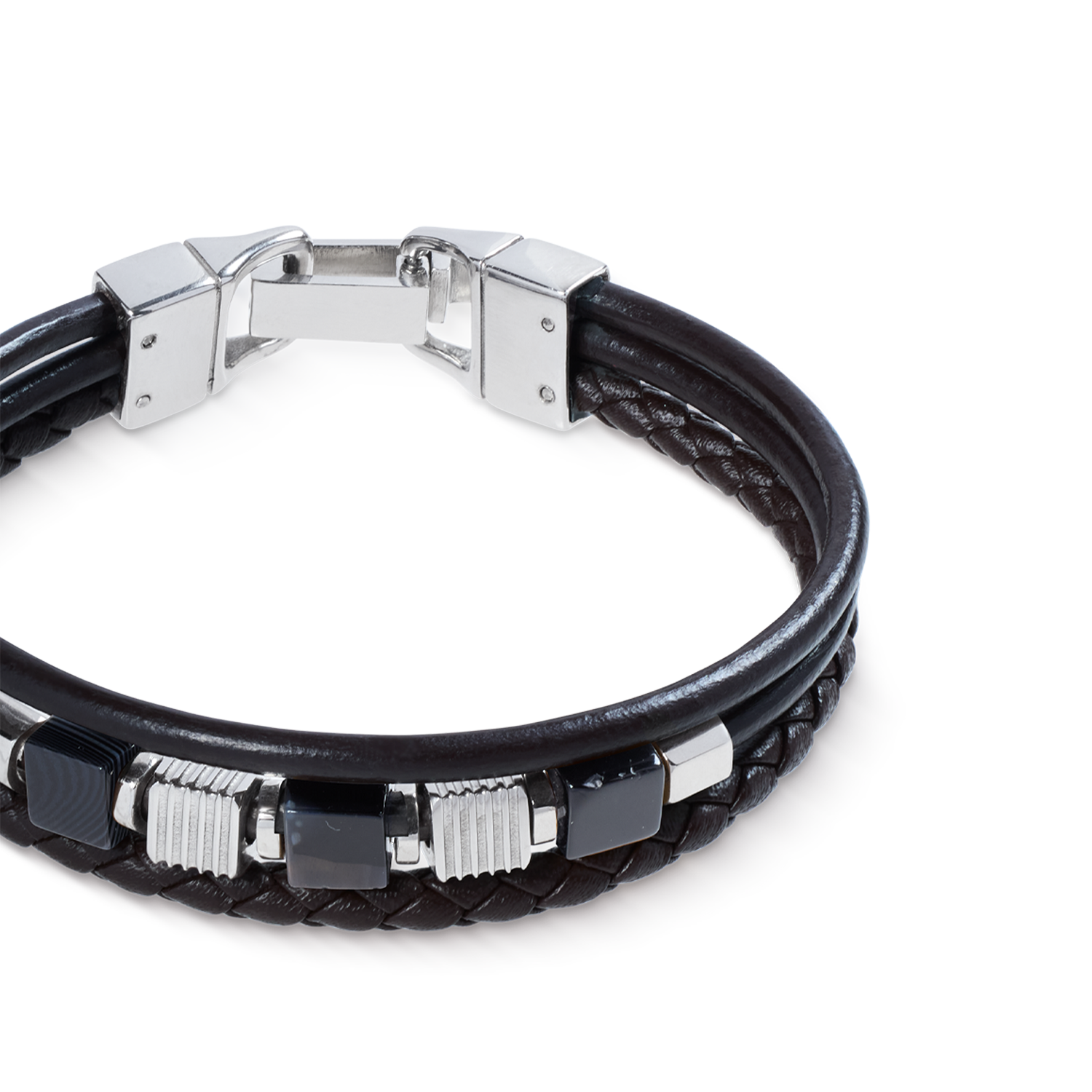 coeur-de-lion-geocube-lederarmband-schwarz-3-reihig-streifen-onyx image 2