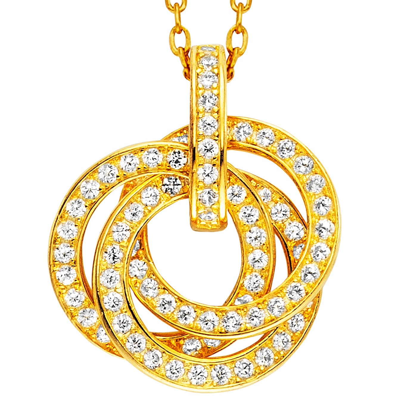 julie-julsen-kette-mit-anh-nger-3-rings-vergoldet-mit-87-zirkonia image 3