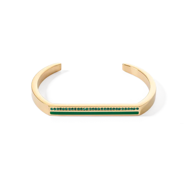 coeur-de-lion-cuff-square-stripes-armreif-gold-gr-n-edelstahl image 1