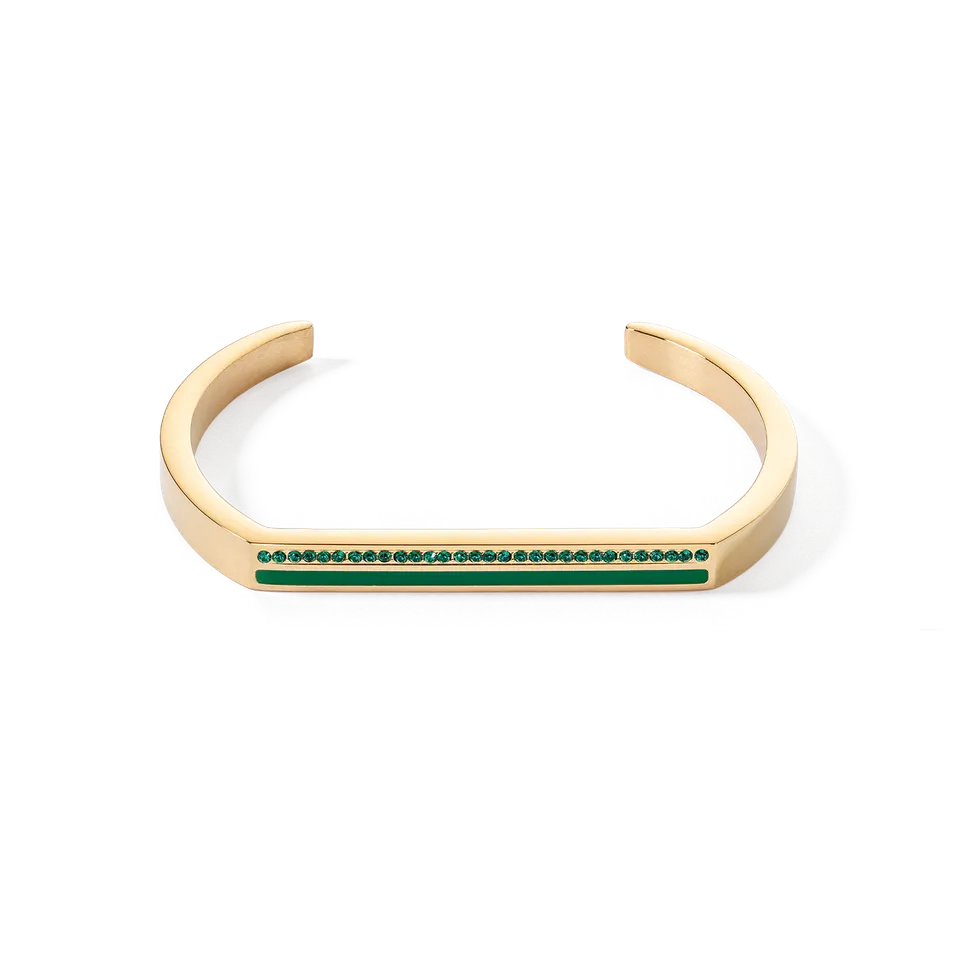 coeur-de-lion-cuff-square-stripes-armreif-gold-gr-n-edelstahl image 1
