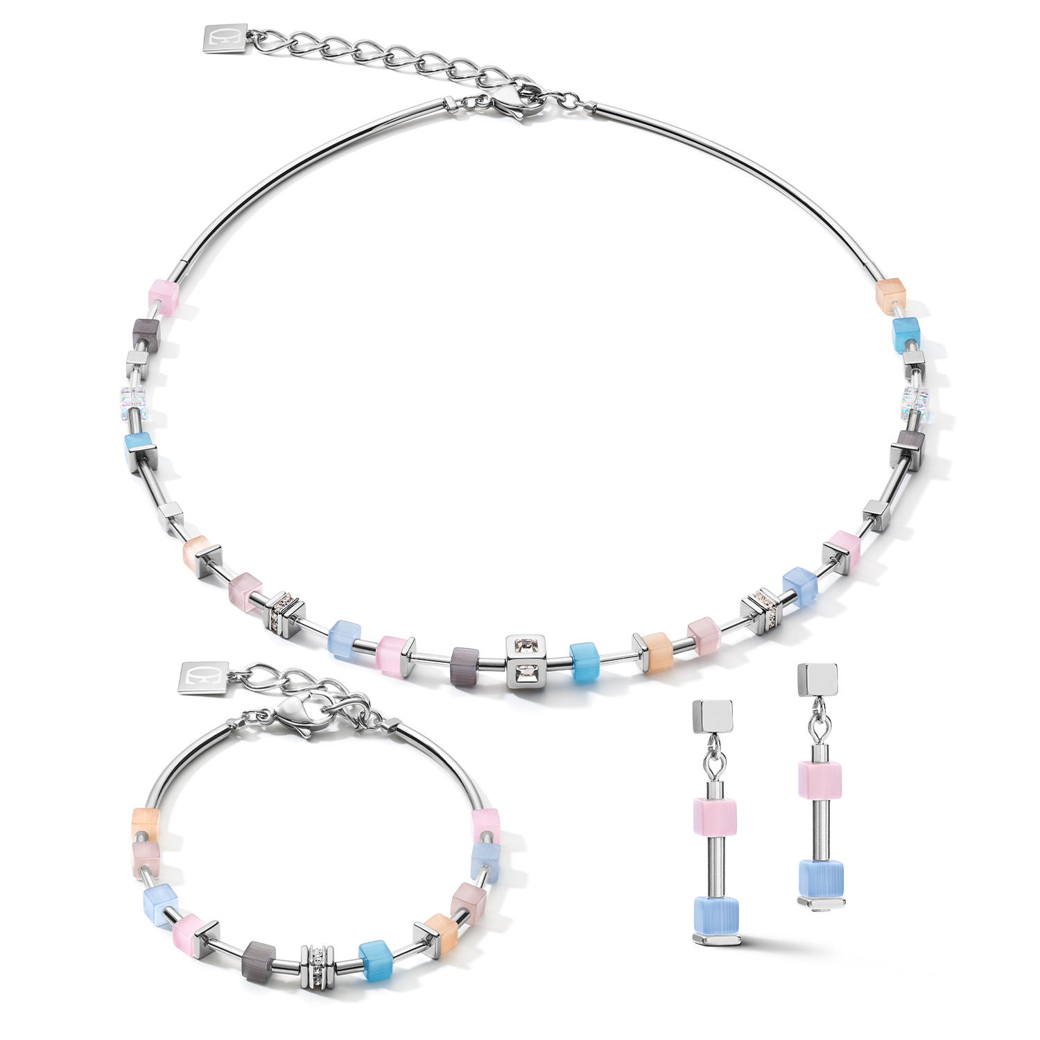 coeur-de-lion-cube-story-delicate-halskette-blau-rosa image 3