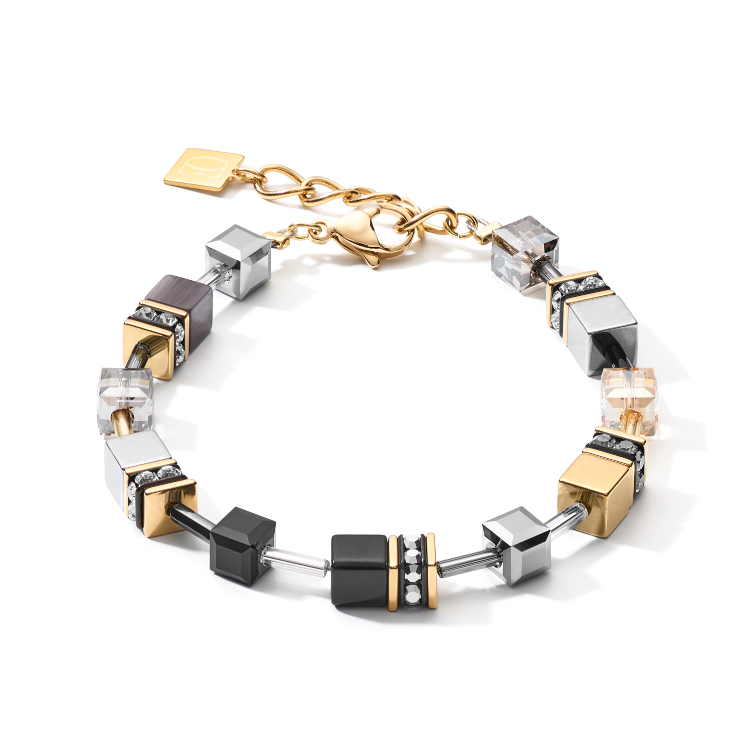 coeur-de-lion-geocube-armband-grau-gold-edelstahl-naturstein image 1