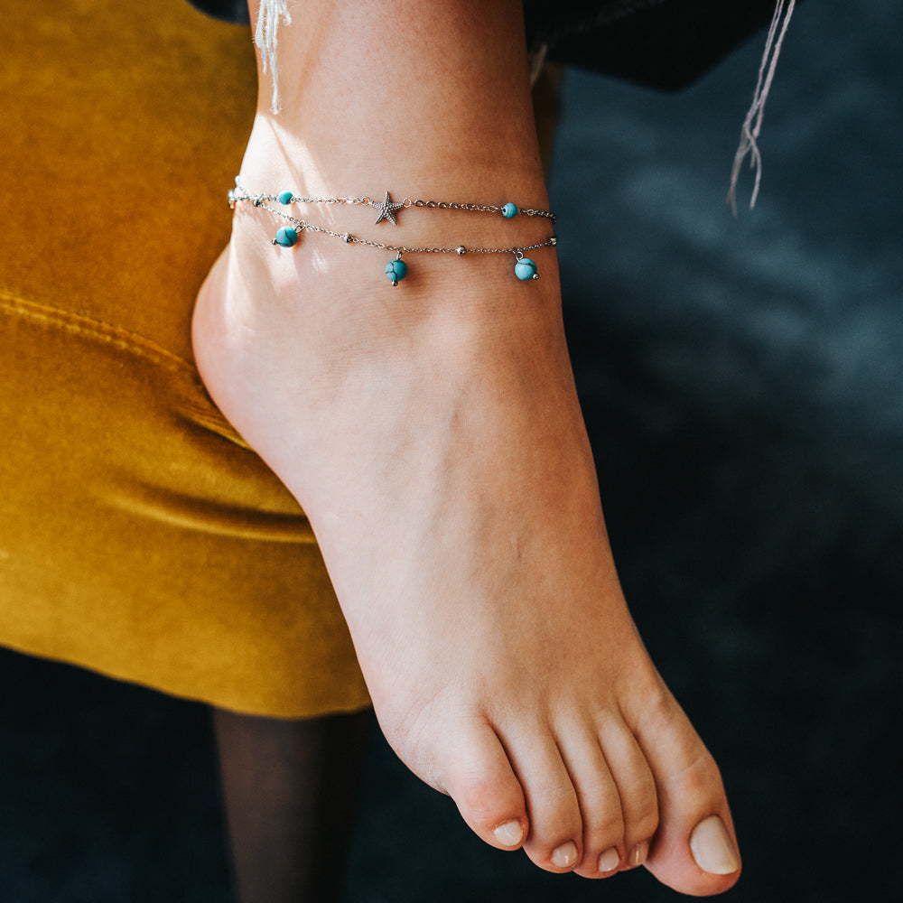julie-julsen-shell-starfish-turquoise-fu-kette-silber-edelstahl-mit-t-rkisen-per image 2