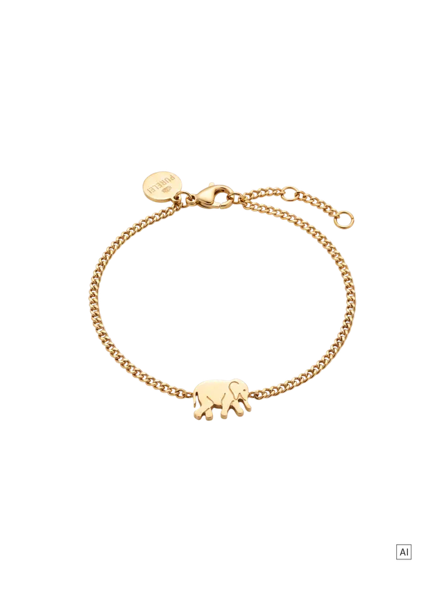 purelei-tiny-elephant-armband-verstellbares-edelstahl-armband-in-gold-silber image 1