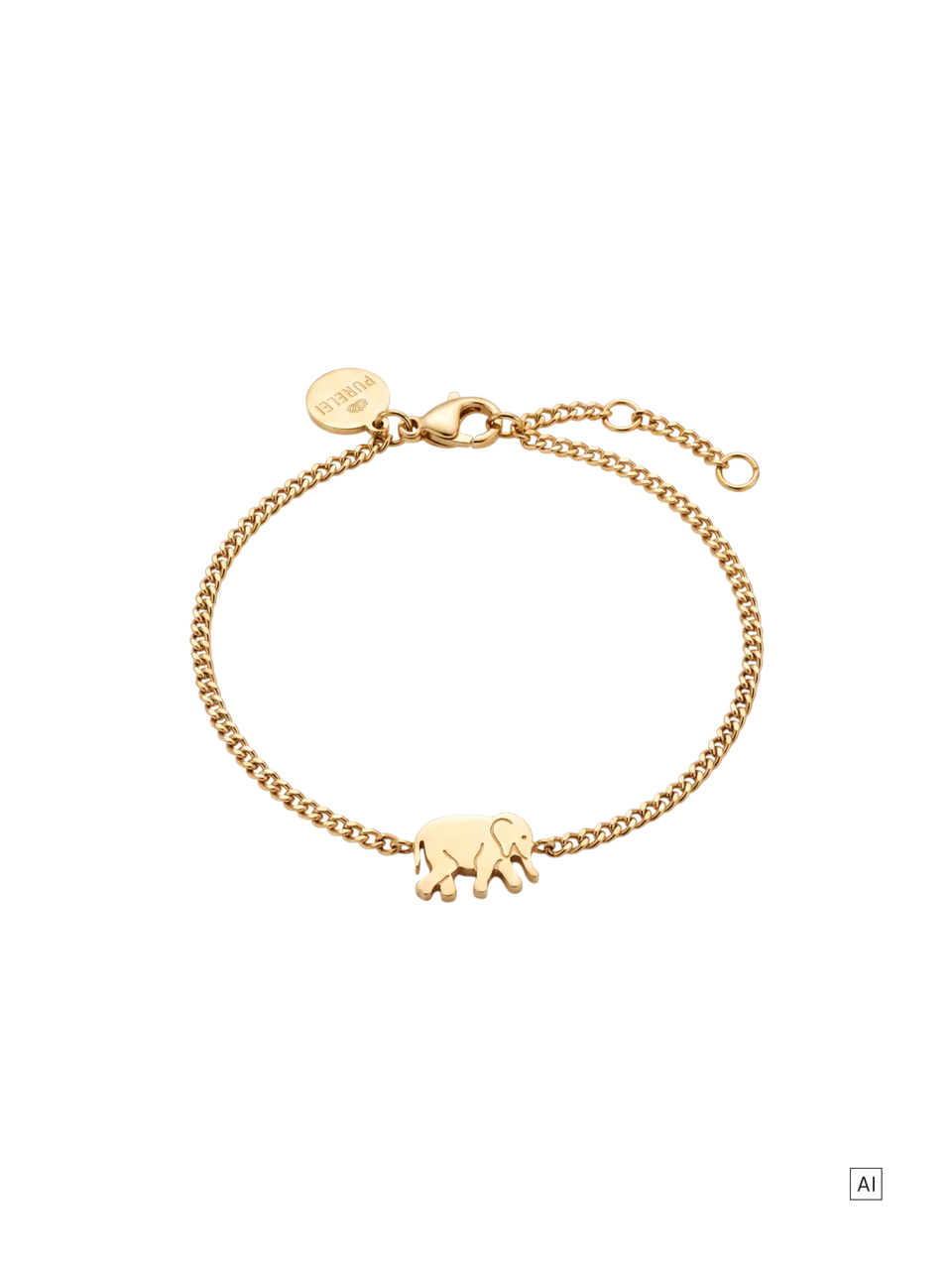 purelei-tiny-elephant-armband-verstellbares-edelstahl-armband-in-gold-silber image 1