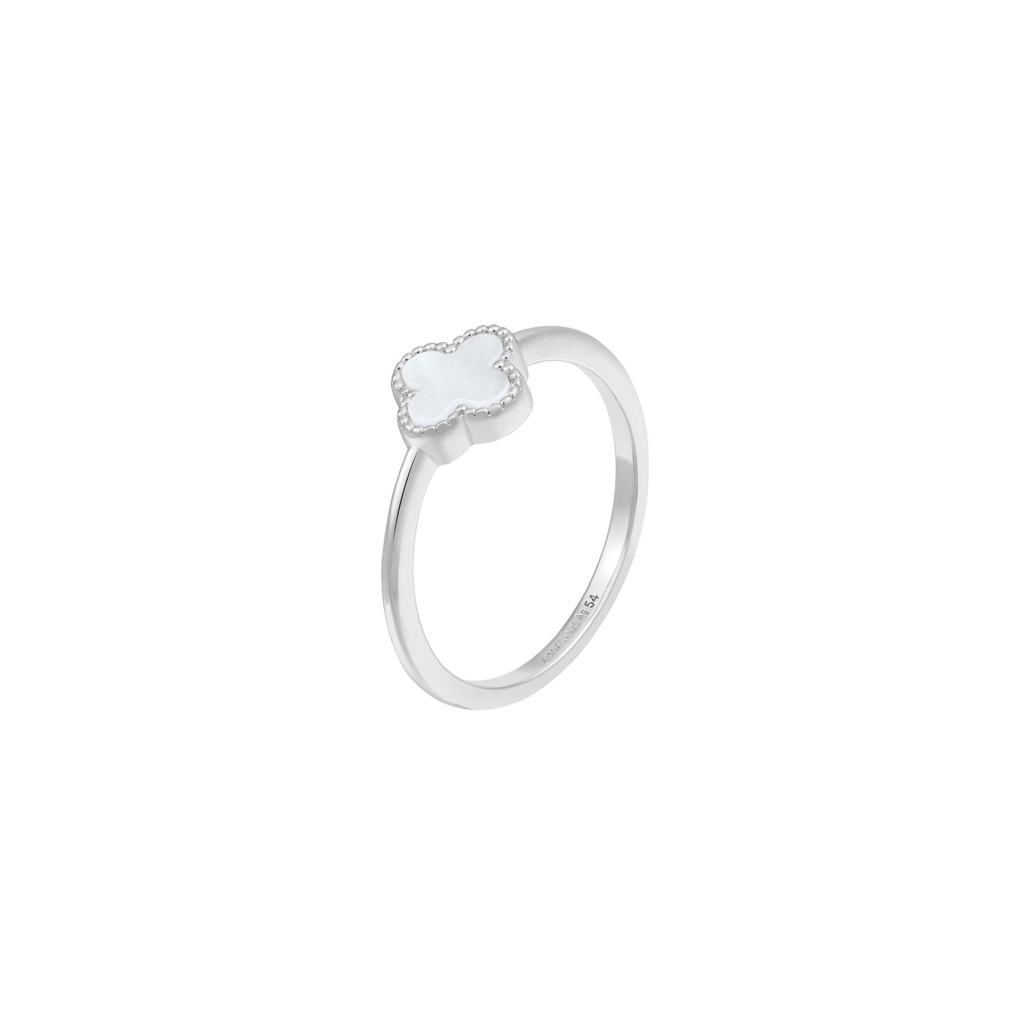 xenox-clover-ring-925-sterlingsilber-rhodiniert-perlmutt-kleeblatt image 1