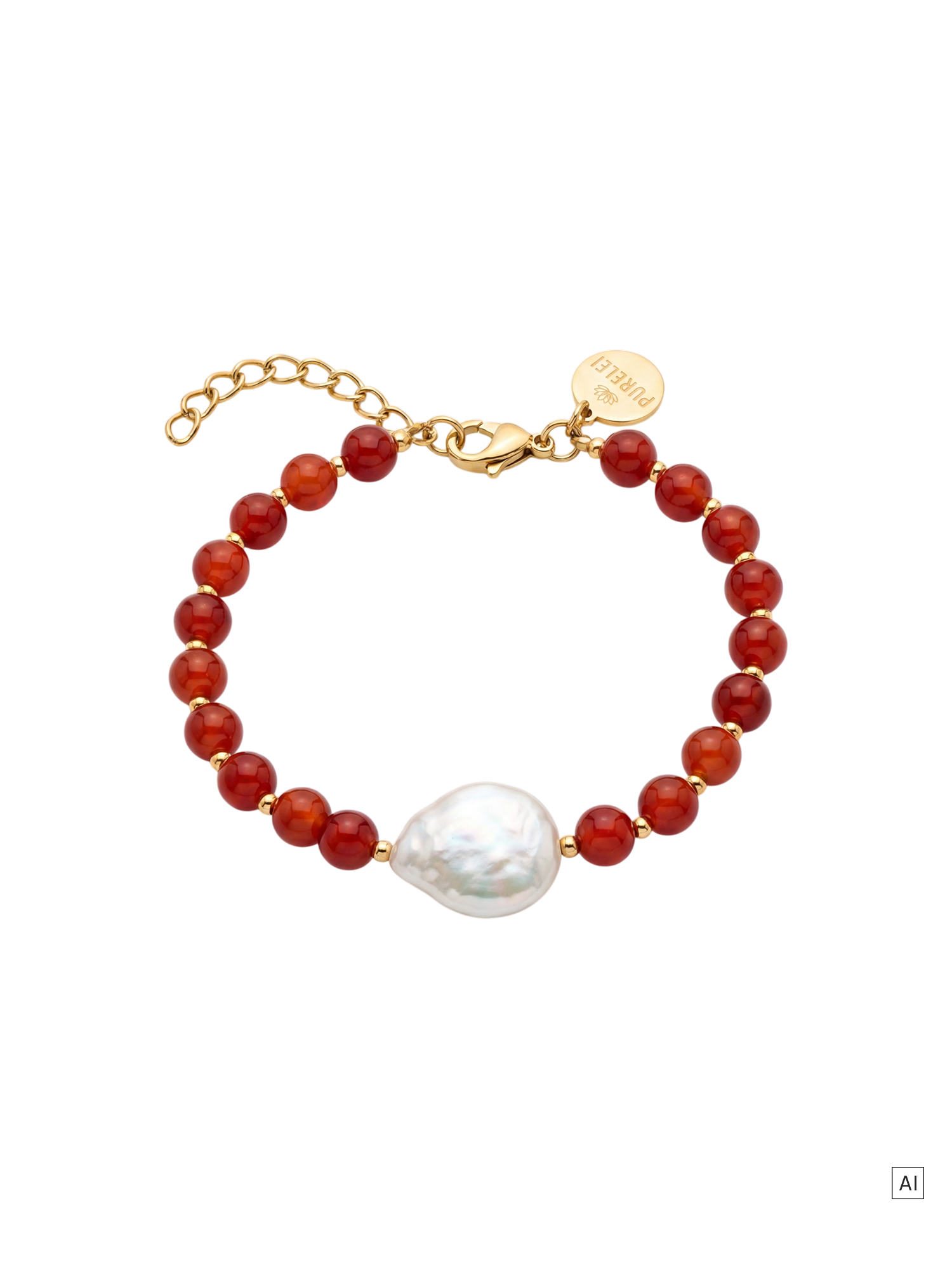 purelei-roter-achat-pearl-armband-verstellbar-16-19-cm image 1