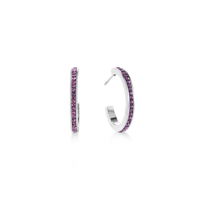 coeur-de-lion-iconic-creolen-20-edelstahl-silber-mit-kristall-pav-amethyst image 1