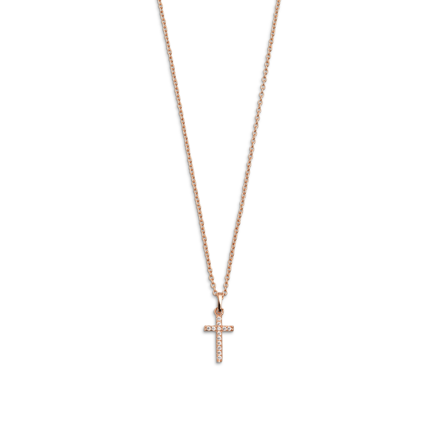 xenox-kreuz-halskette-925-sterlingsilber-ros-vergoldet-mit-zirkonia-xs3522rk image 1