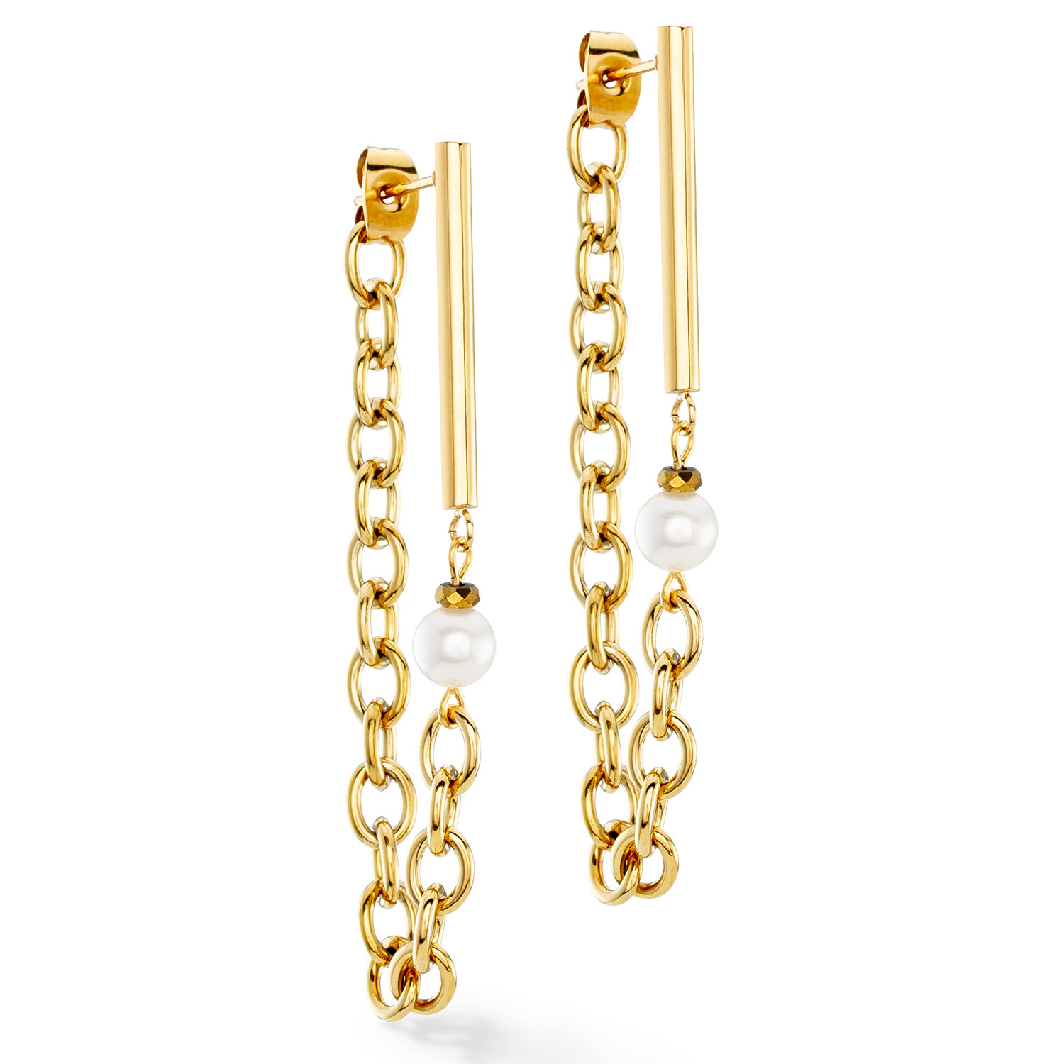 coeur-de-lion-chain-pearl-fever-ohrringe-wei-gold-s-wasserperle image 2