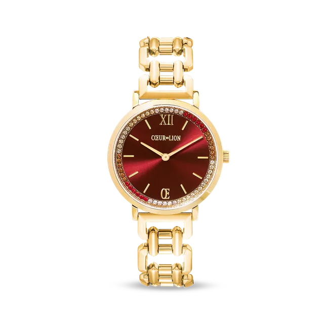 coeur-de-lion-uhr-rund-sparkling-festive-red-statement-gold image 1