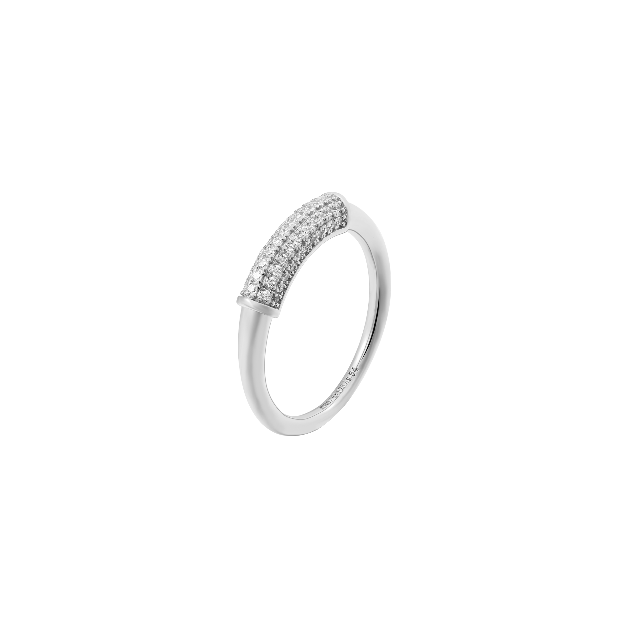 xenox-curve-ring-925-sterlingsilber-rhodiniert-mit-zirkonia-besatz image 1