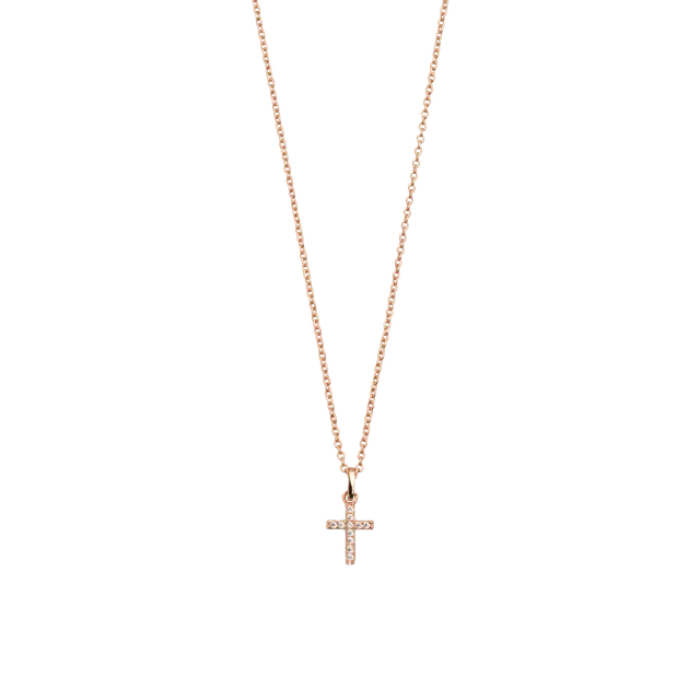 xenox-kreuz-halskette-925-sterlingsilber-ros-vergoldet-mit-zirkonia image 1