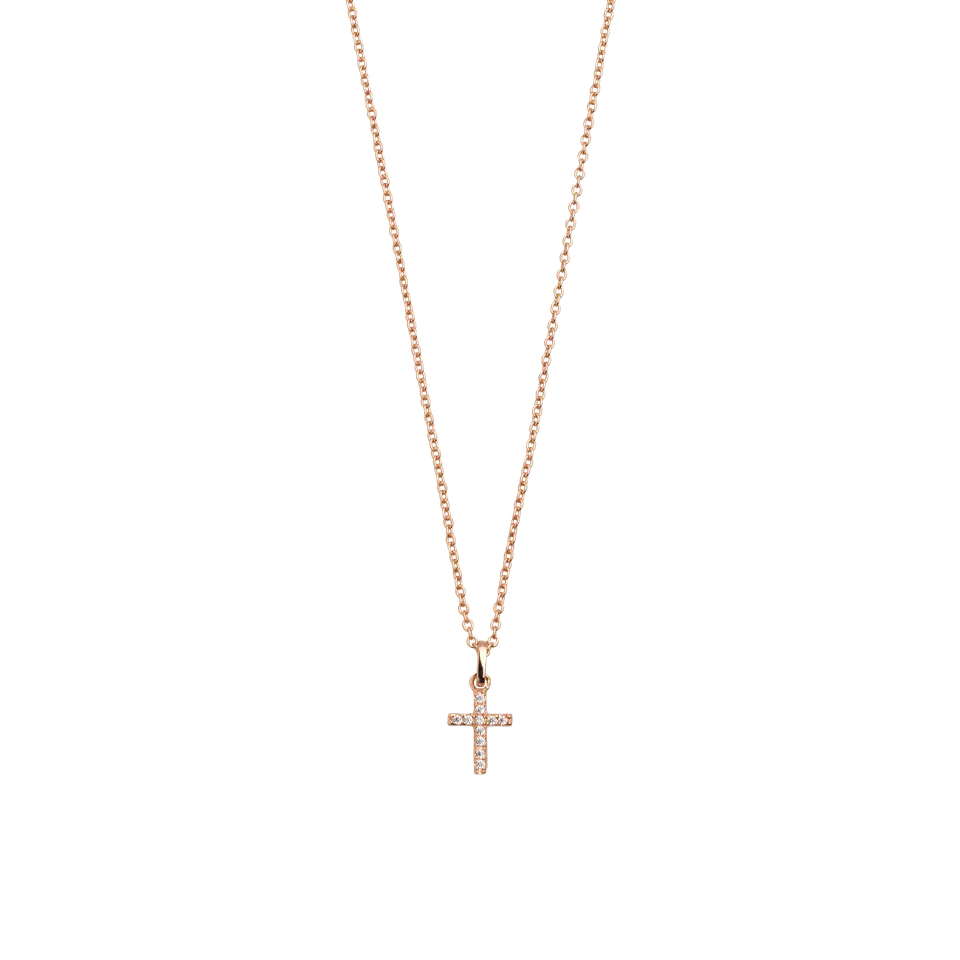 xenox-kreuz-halskette-925-sterlingsilber-ros-vergoldet-mit-zirkonia image 1