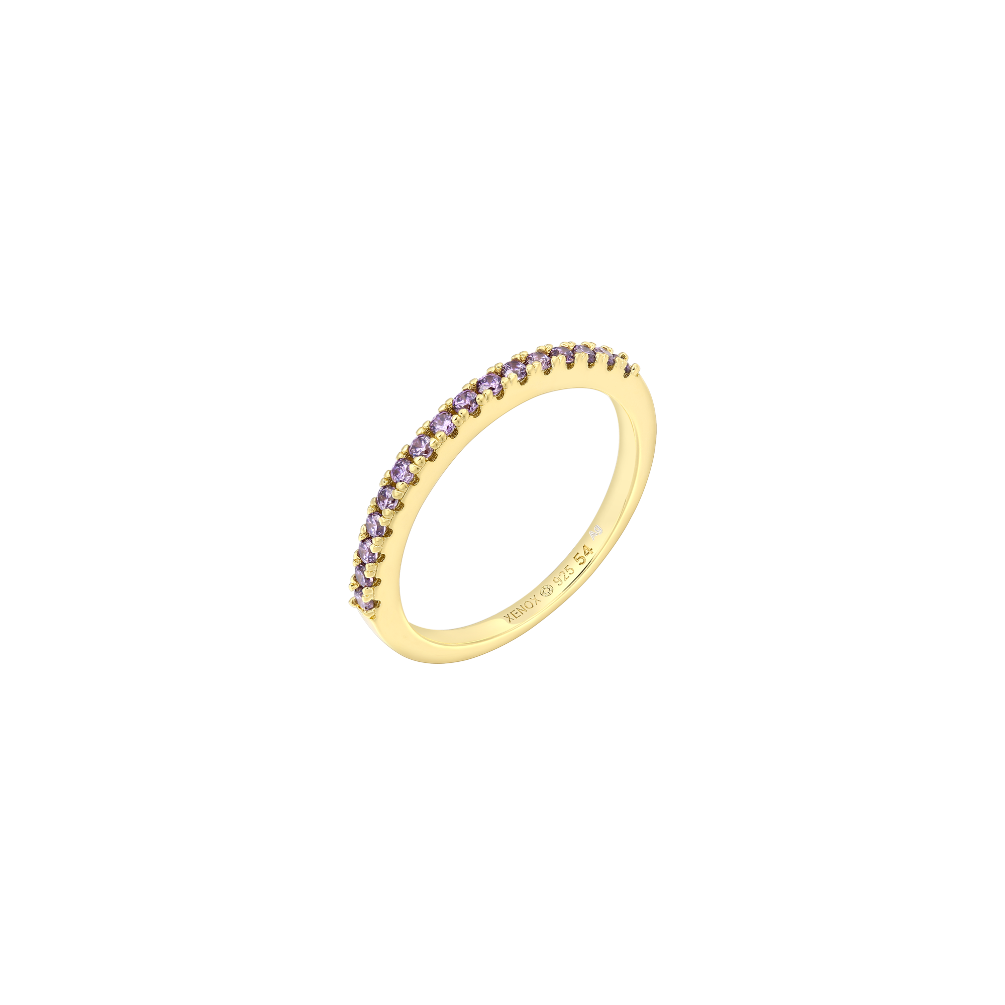 xenox-grace-ring-925-sterlingsilber-18k-vergoldung-mit-lila-zirkonia image 1