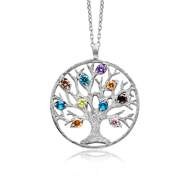 julie-julsen-kette-mit-anh-nger-lebensbaum-silber-mit-10-bunten-zirkonia image 1