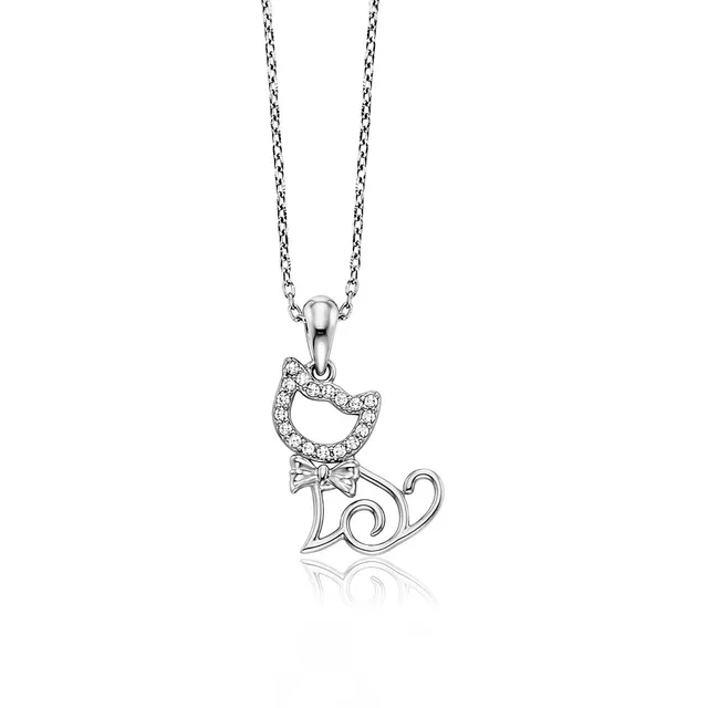 julie-julsen-kette-mit-anh-nger-cat-silber-925-mit-18-zirkonia image 1