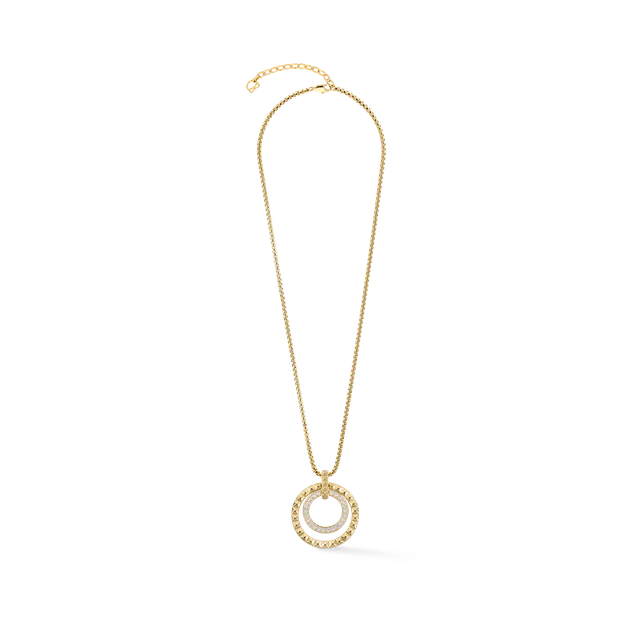 coeur-de-lion-halskette-circle-duo-crystal-gold-edelstahl-45-cm image 1