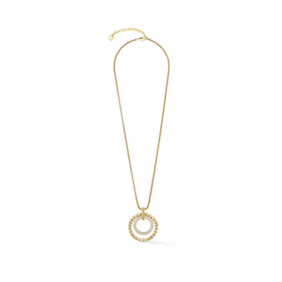 coeur-de-lion-halskette-circle-duo-crystal-gold-edelstahl-45-cm image 1