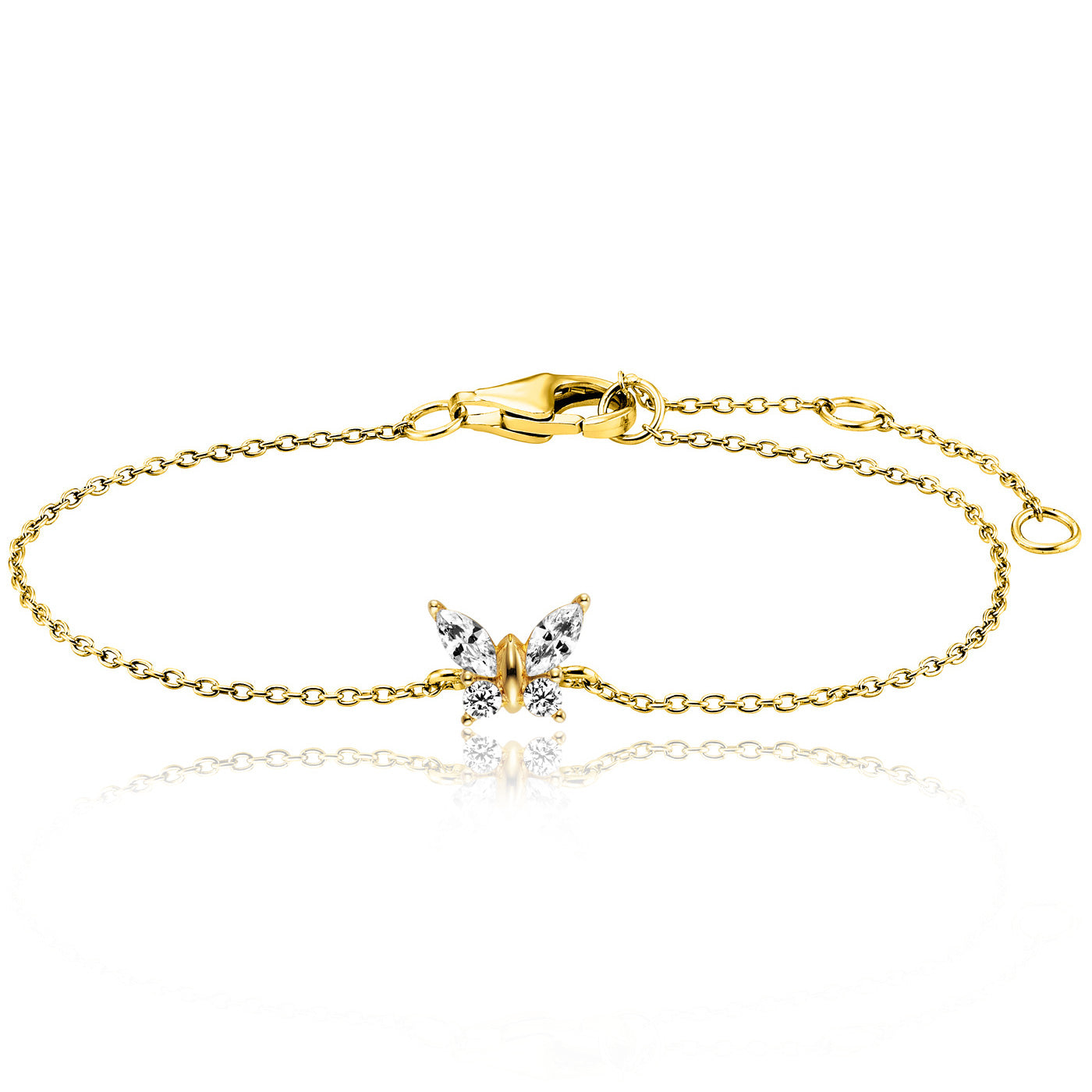 julie-julsen-kids-armband-butterfly-vergoldet-mit-schmetterling-und-4-wei-en-zir image 1