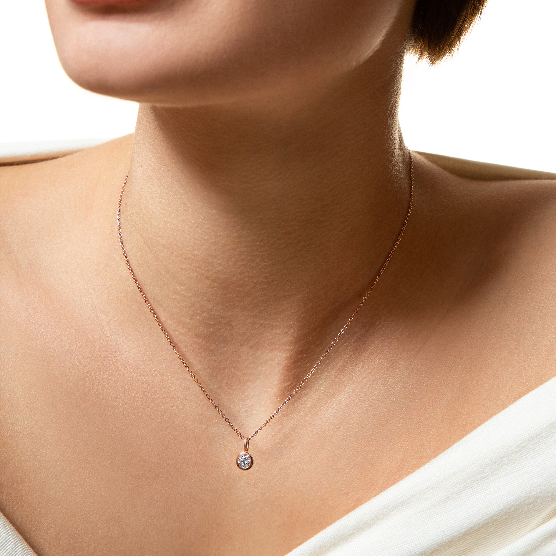 xenox-zarge-halskette-925-sterlingsilber-ros-vergoldet-mit-zirkonia image 2