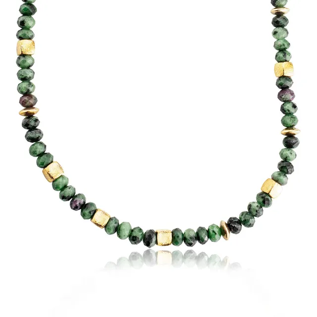julie-julsen-loving-stones-kette-vergoldet-mit-gr-nen-rubin-zoisit-edelsteinen image 1