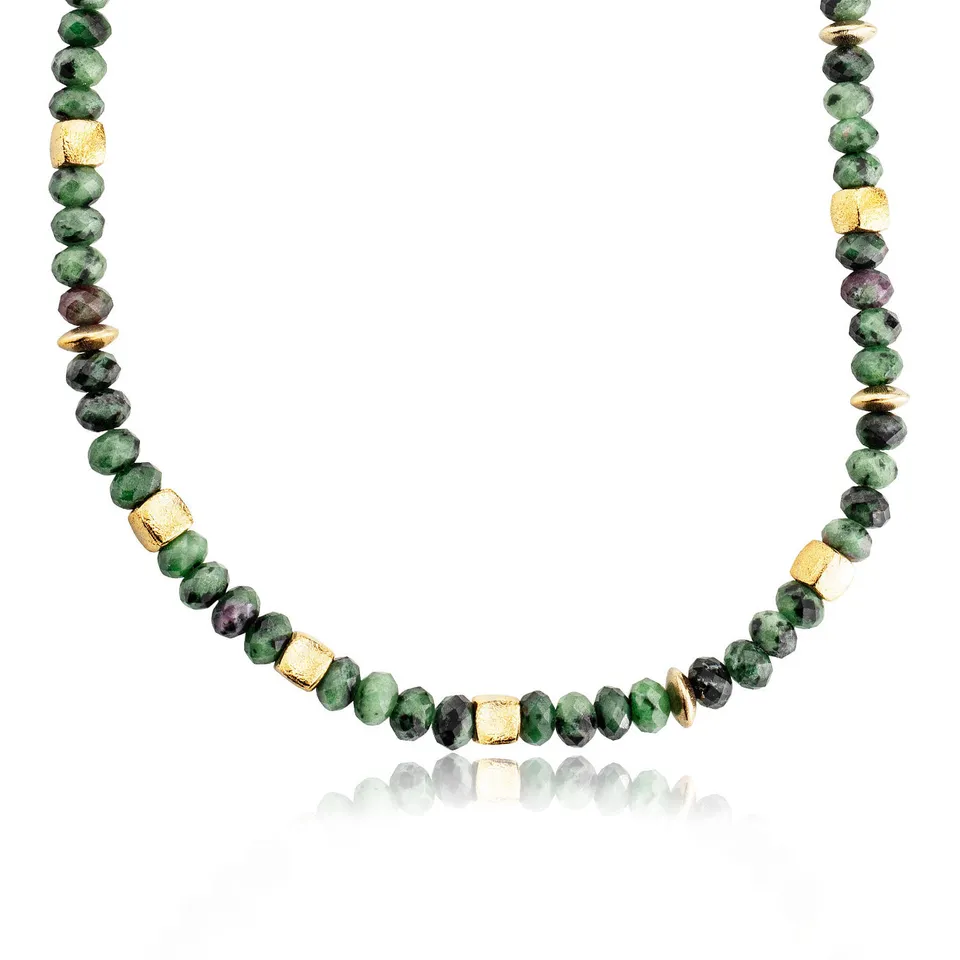 julie-julsen-loving-stones-kette-vergoldet-mit-gr-nen-rubin-zoisit-edelsteinen image 1