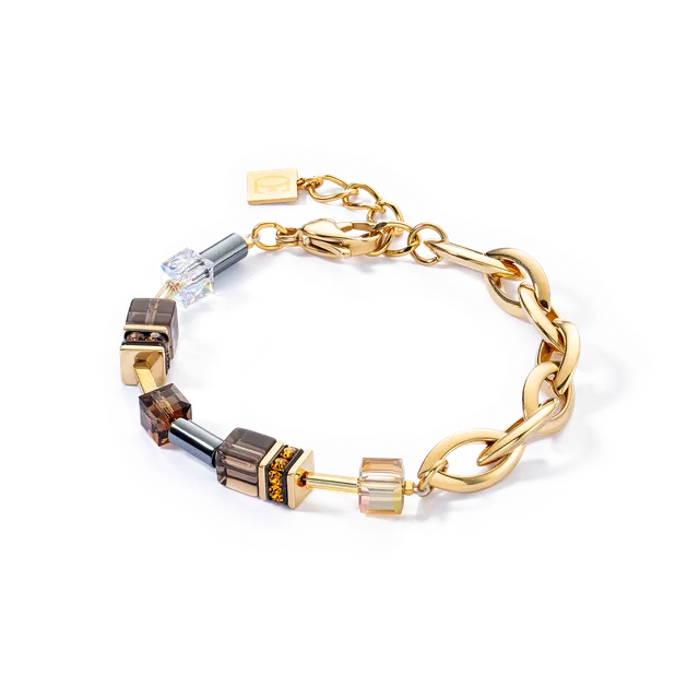 coeur-de-lion-geocube-chunky-chain-armband-gold-braun image 1