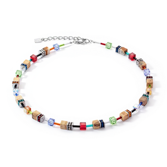 coeur-de-lion-geocube-iconic-nature-halskette-multicolor-braun-silber image 1