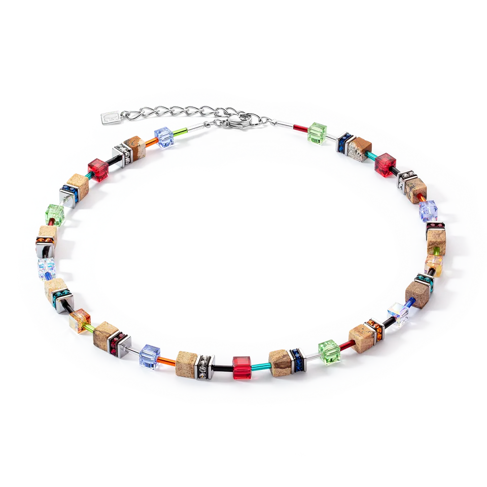 coeur-de-lion-geocube-iconic-nature-halskette-multicolor-braun-silber image 1