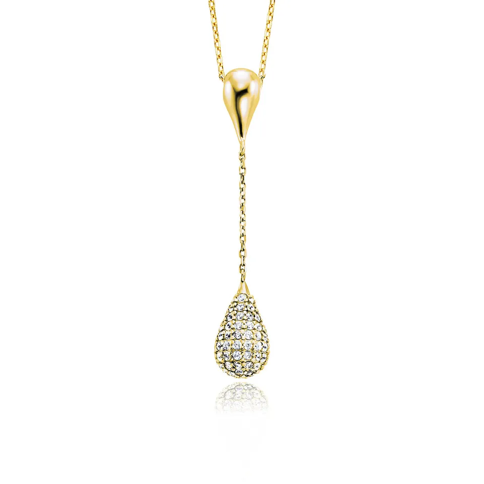 julie-julsen-hanging-crystal-drop-y-kette-silber-vergoldet-mit-95-wei-en-zirkoni image 1