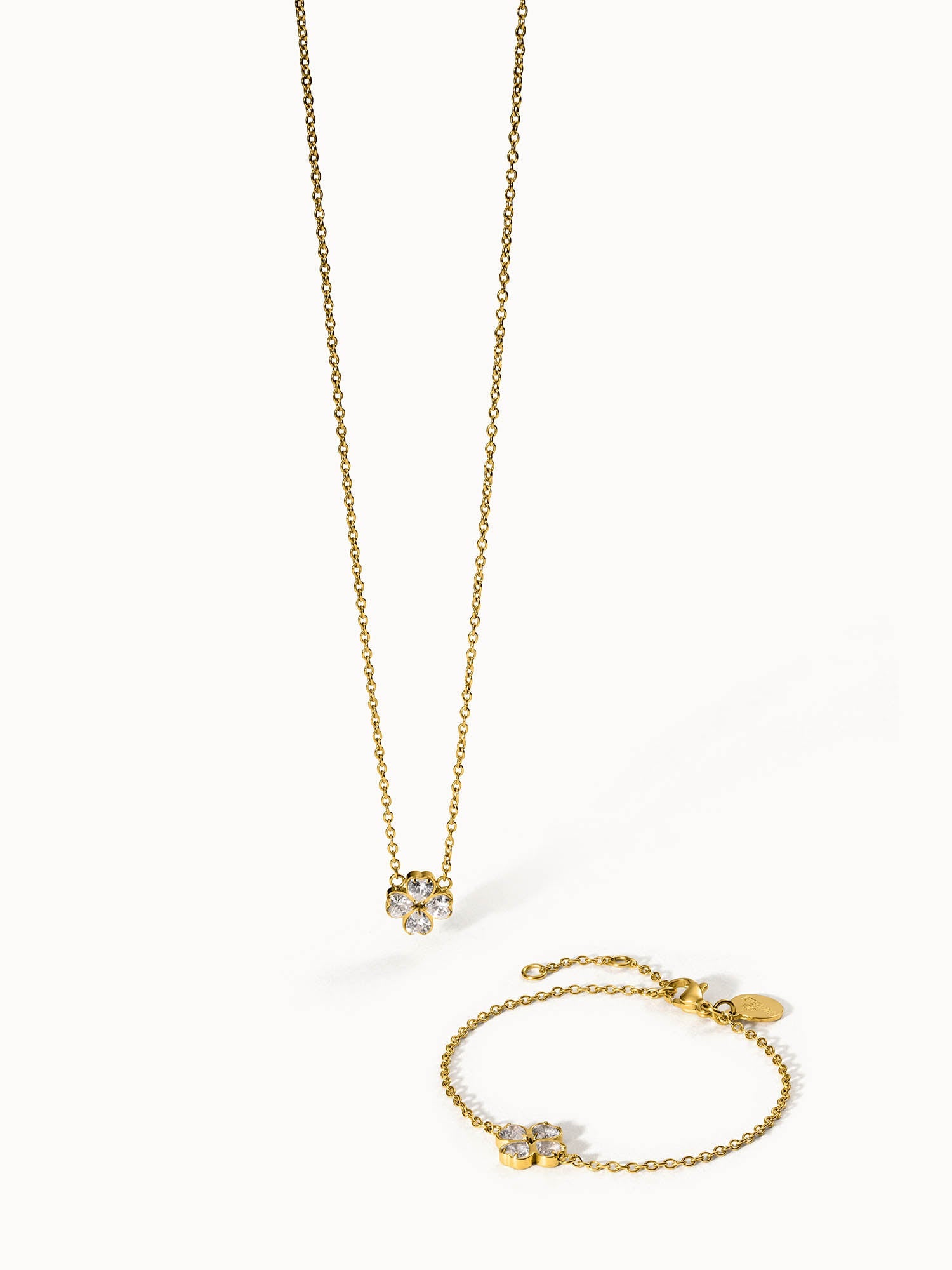 purelei-cuore-set-kette-und-armband-mit-kleeblatt-herz-anh-nger-und-zirkonia image 1